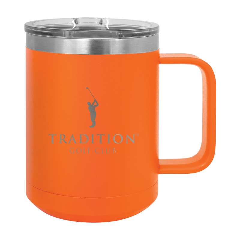 15 OZ. ORANGE POLAR CAMEL STAINLESS MUG WITH SLIDER LID